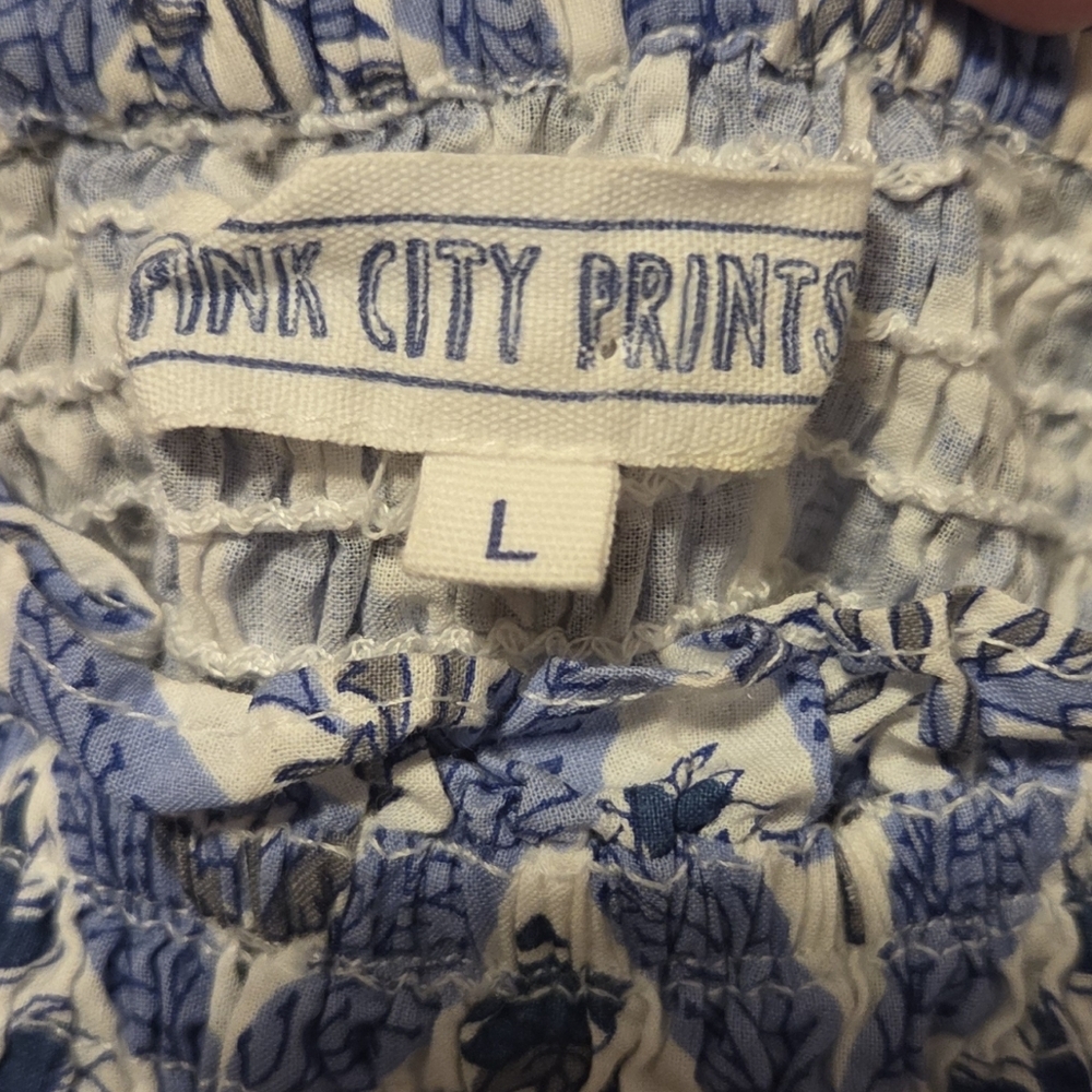 Pink City Prints Lolita Long Dress Sky Trellis Blue Floral Tuckernuck Size Large - Picture 5 of 9